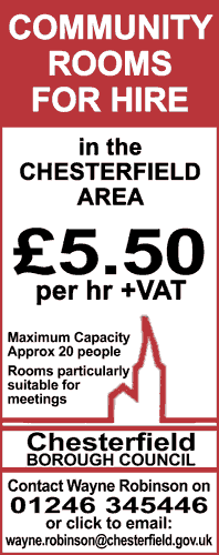 Rooms for hire in Chesterfield at £5.50 per hour + VAT Call 01246 345466