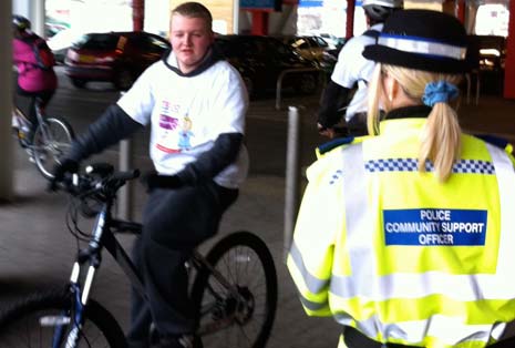 Staff from Tescos get on their bikes to raise money for Cancer Charity Clic Sargent