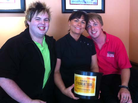 Will and Chris have their legs waxed for charity in Costa Coffee