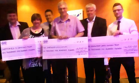 Cheques of £6500 each were presented to 3 charities