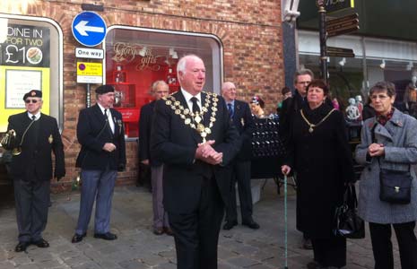 Buglers marked the beginning of Chesterfield's Poppy Appeal this weekend with crowds gathering to see Mayor Cllr Peter Barr declare the campaign open
