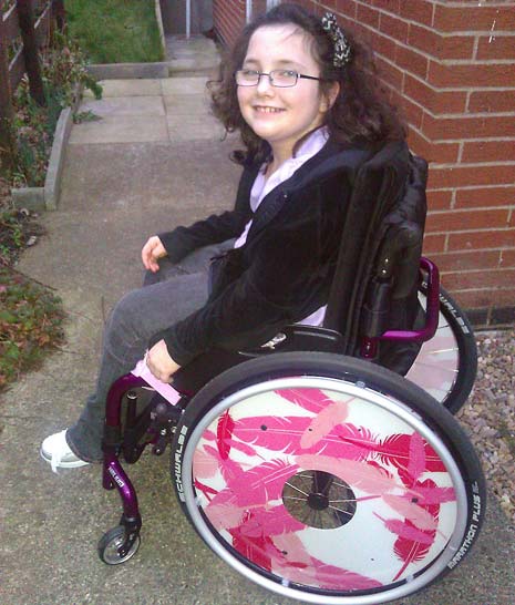 Hope took delivery of the lightweight wheelchair just days before being admitted to hospital in Sheffield for major surgery to her legs and Mum Joanna said she couldn't be happier! 