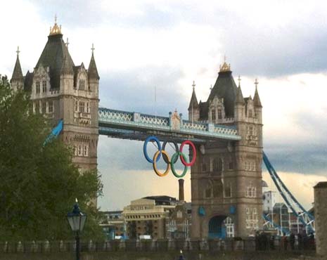 Tower Bridge and it's Olympic Ring display
