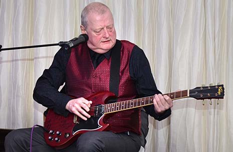 a guitar, donated by Mick Abrahams (below) of Jethro Tull and signed by himself, Elliott Randall and Rick Wakeman, raised £700 and will stay in Chesterfield.