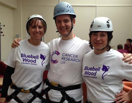Amanda's Colleagues get ready to jump - (l-r) Jane Dackiewicz, James Taylor and Anne Kitchen