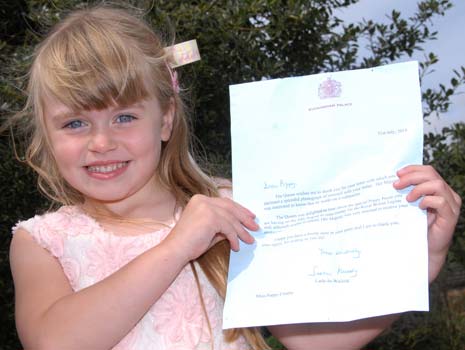 Having written to The Queen to invite her to a picnic, Poppy is one of over 1,000 people who have already registered to host a picnic and received the Legion's free Picnic packs
