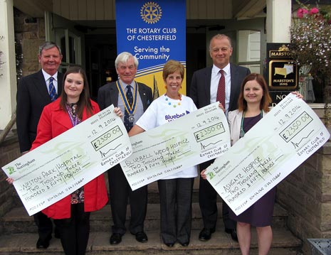 Record proceeds from a Classic Car and Bike Show held at Renishaw Hall last June have now been shared out between three worthy local charities.