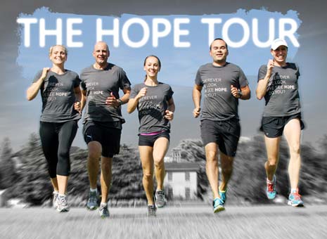 The HOPE Tour comprises an astonishing 12 marathons in 12 days, each runner attempting to cover 314.4 miles, and reaches Chesterfield's Crooked Spire tomorrow via Sheffield and Dronfield. 