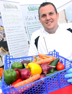 Daniel Knutt - Head Chef at the Sitwell Arms showcases his skills at the Eckington Market event for the Marketing the Markets  success in North East Derbyshire