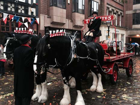 In keeping with Thursday's Flea Market theme, goods on display evoked a bygone era, whilst the Market Square was packed with tanks and army vehicles, draymen and their horses