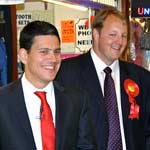 MP's David Miliband and Toby Perkins in Chesterfield Town Market