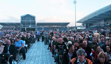 The crowd builds expectedly for Sir Tom Jones at the Proact