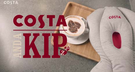 The nation's favourite coffee shop, Costa, is trialing a new service from April that lets customers nod off and have a power nap when they hit an afternoon slump - introducing Costa-And-A-Kip!