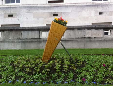 The Olympic Torch Garden display outside the Town Hall