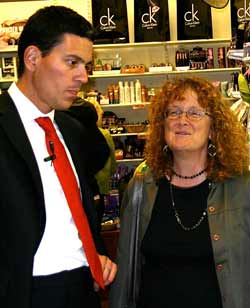Judy Mallaper Former MP speaks with David Miliband