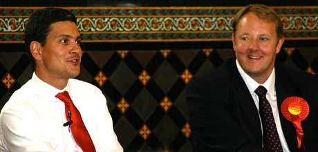 MP's David Miliband and Toby Perkins enjoy the debate
