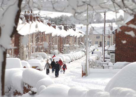 People take to walking to the shops in the arctic conditions