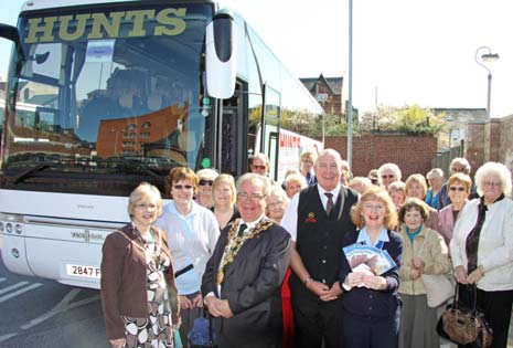 On the buses.