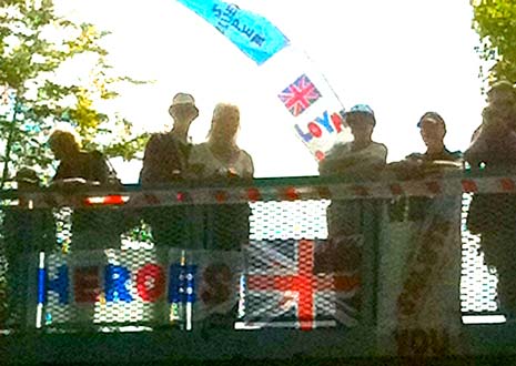 "Heroes, We Salute You" flag at the Staveley Armed Forces Day March today