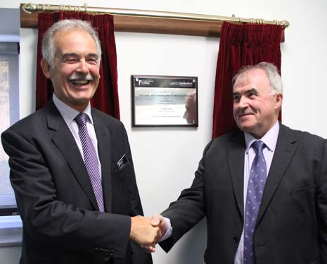 Chair of Corporation, Frank Smith (left) and Peter McNestry Chair of  the Coalfield Regeneration Trust at last weeks opening of Chesterfield's Learning Unlimited