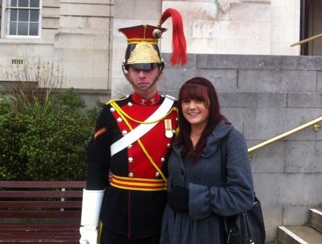 Cpl Christopher Hancock and girlfriend Lauren who told us "It's good to have him home!"