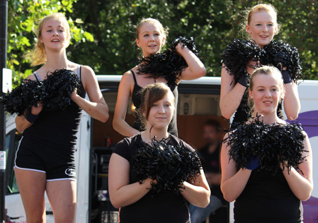 Crystal Cheer and Dance cheerleaders put on an acrobatic display for the crowds