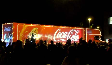 Thousands queued throughout its eight hour stay in the town and, along with a free drink, had their chance to have a photo taken next to the vehicle.