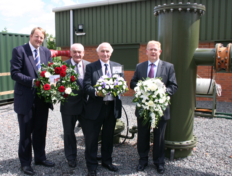 Chesterfield MP Toby Perkins, Cllr John Burrows, Cllr Walter Burrows and Alkane Energy Finance Director Stephen Goalby lay wreaths at the very spot where the head of the mine shaft was on Alkane Energy's premises.