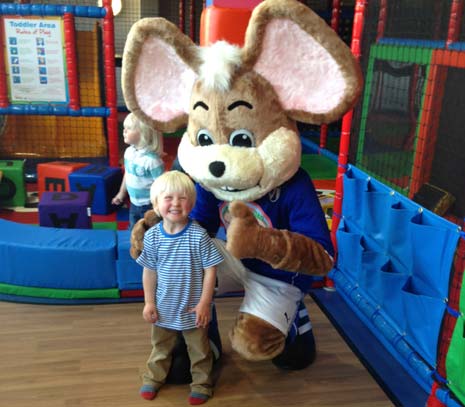 Young Spireite, 3 year old Freddie Smith has fun in Chester's New Den and meets his favourite fieldmouse
