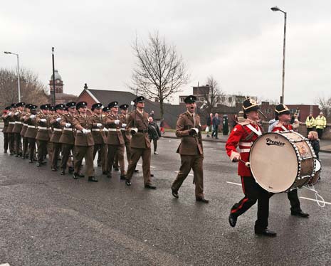 Major Tom Kelly Officer in Command B company of the 2nd Mercian regiment said, Today is about paying mutual respect to both communities. I'm a Chesterfield man, so this is really important to me to come down and say 'thank you' to the people of Chesterfield