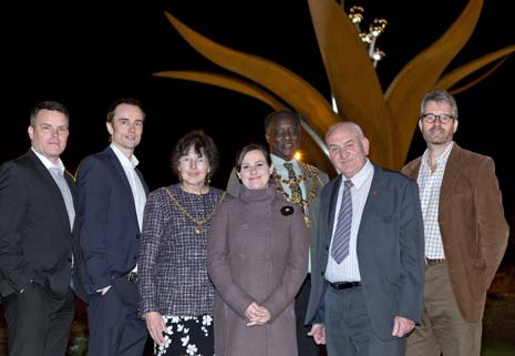 Chesterfield's latest landmark, 'Growth', the sculpture at Hornsbridge Island, has been officially launched.