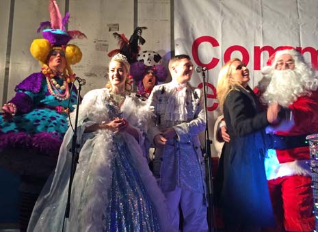 The stage was set for the festive season in Chesterfield yesterday as thousands packed into New Square to celebrate the switching on of the town's Christmas lights by stars of this year's panto and local dignitaries (oh, and Santa himself!).