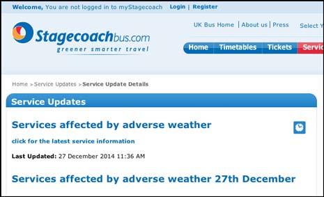 As the snowfall continues to affect the region, Stagecoach bus services have updated their information with regard to services in and around Chesterfield today.