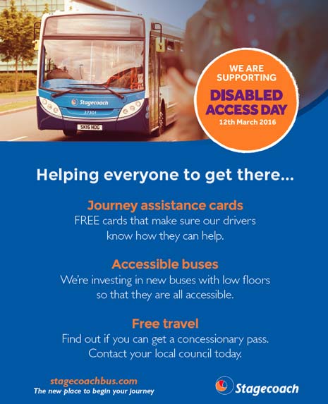 Stagecoach Yorkshire will be joining hundreds of venues and companies across the UK to support Disabled Access Day on Saturday 12th March. 