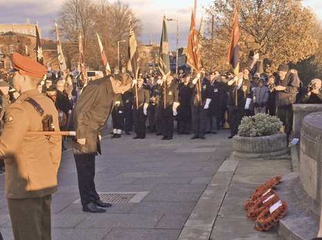 wreaths were laid by The Lord Lieutenant, The Mayor - along with the Duke of Devonshire and MP for Chesterfield, Toby Perkins.