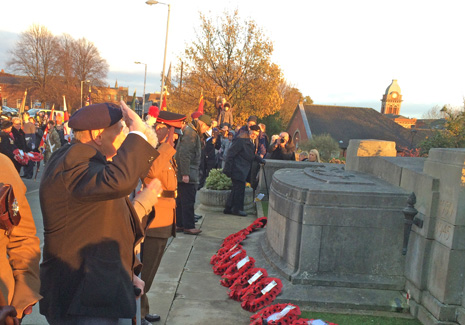 Veterans and cadets also took part, observing a two-minute silence and then laying their own tributes in front of the Town Hall.