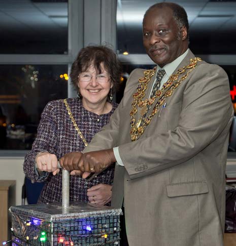 Chesterfield's Mayor, Councillor Alexis Diouf, switched on the low-energy lights which will illuminate the sculpture at a ceremony held yesterday evening.