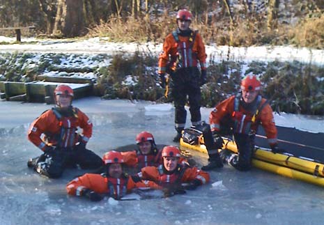 You see that we have special clothes on, dry suits and thermal suits - plus flotation aids - and we get cold after a couple of minutes