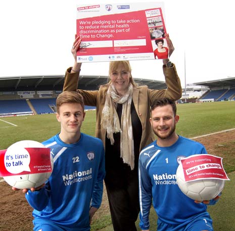 A campaign to encourage people to speak openly about mental health issues is being supported by NHS Hardwick Clinical Commissioning Group and Chesterfield Football Club Community Trust.