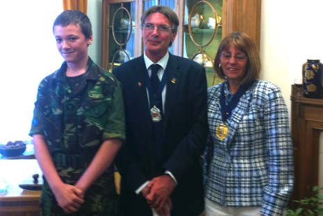 Kaine Donaldson, Mayoral Army Cadet with the Deputy Mayor and Deputy Mayoress