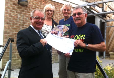 Former Mayor and Mayoress Cllr Keith Morgan and wife Pat with representatives of the Samaritans , Judy and Malcolm 