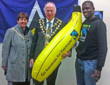 A guest at the coffee morning hosted by the Mayor was Moses Rene who is a banana grower from St Lucia.