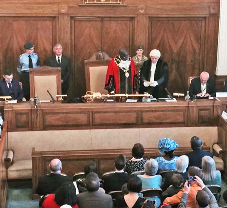 The new Mayor of Chesterfield, Cllr Alexis Diouf, takes the oath of office