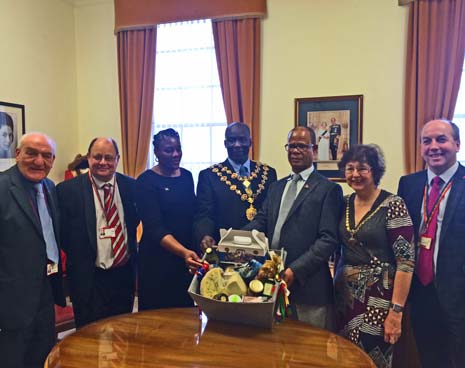 Despite the dreadful weather, they then had a tour of the town, accompanied by Chief Executive of Chesterfield Borough Council, Huw Bowen, during which a certificate was presented to Vicar of Chesterfield, Patrick Coleman, on behalf of the Tsumeb Society in recognition of their support over the last 20 years.