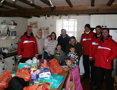 Three families staying in holiday cottages on Bradwell Moor were snowed in and running out of food and other supplies. After collecting a significant amount of shopping from DCC, they got as close as they could in their Land Rovers before having to abandon the vehicles and carry the supplies the last two kilometres on foot through deep snow driven by strong winds.