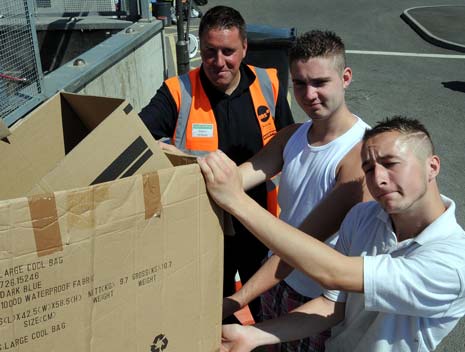 Site Manager Stuart Haywood-Price, with recyclers Ben Varley and Kieran Taylor