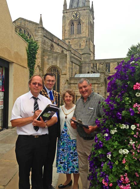 Chesterfield In Bloom judges Chris Beal, Martin Hardy with the Mayor and Mayoress of Chesterfield