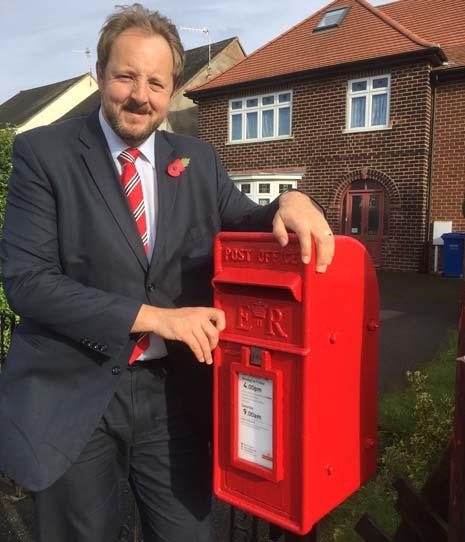 A disappearing post box has finally reappeared almost a year after it first went missing after some help from Chesterfield MP Toby Perkins