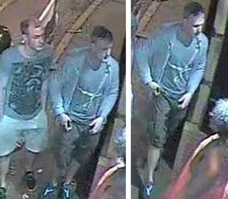Police officers investigating an assault in a Chesterfield town centre pub have released CCTV images of two men they would like to speak to.