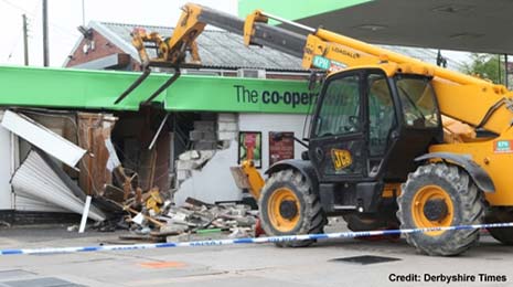 At around 4am this morning (Friday, July 17th) a JCB was used to steal an ATM machine from the Midland Co-operative Food shop on Chesterfield Road.